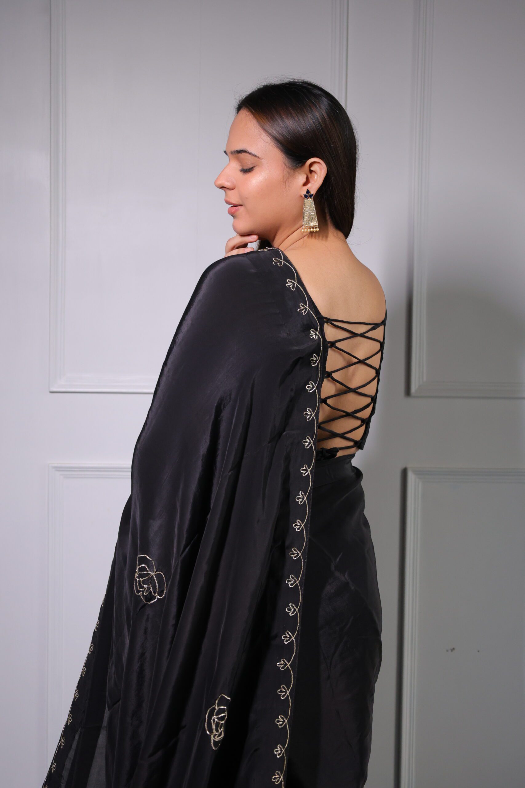 Black Organza Saree - Image 3